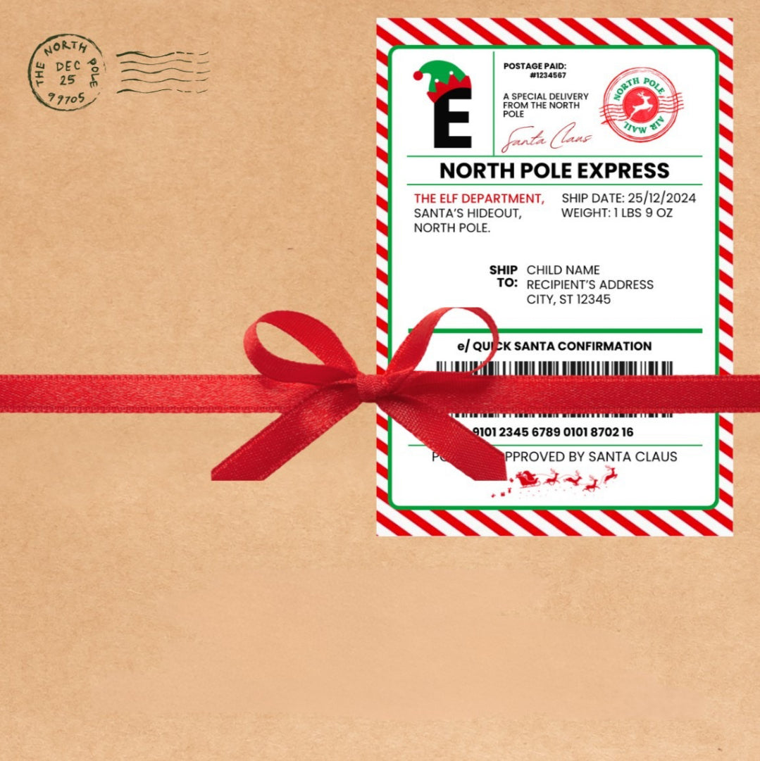 🎅 North Pole Express Printable Shipping Label – Customizable
