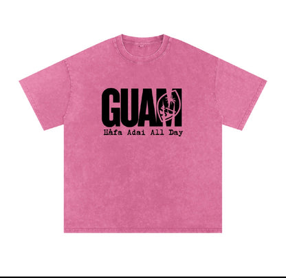 Guam (Adult) Snow Washed Oversized Cotton T-Shirt