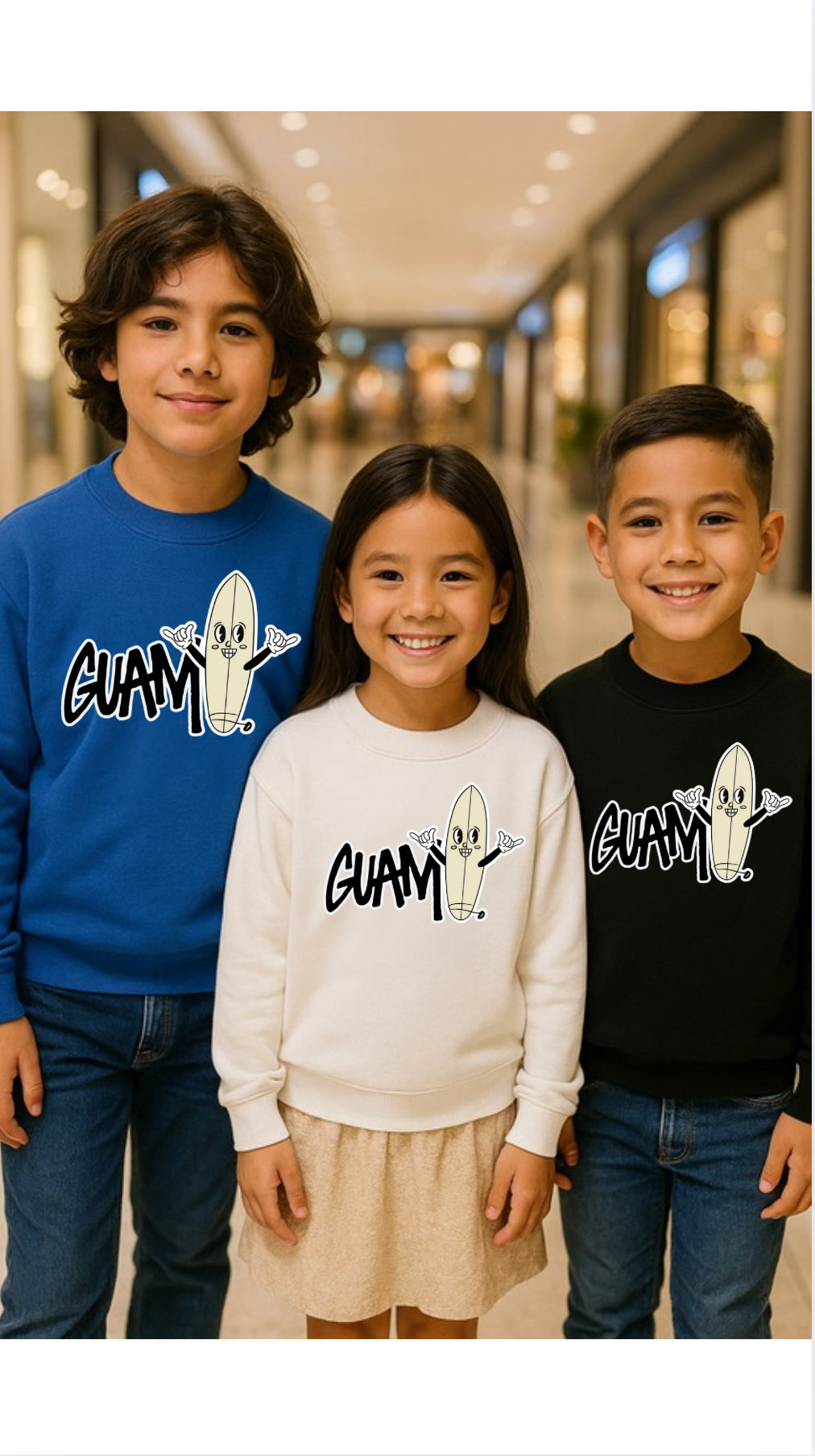 Guam surfboard Youth crewneck sweatshirt