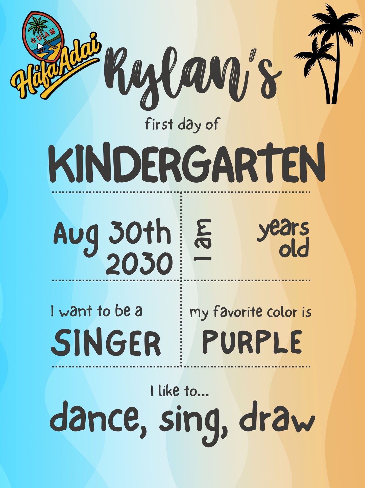 Guam First day of school signs