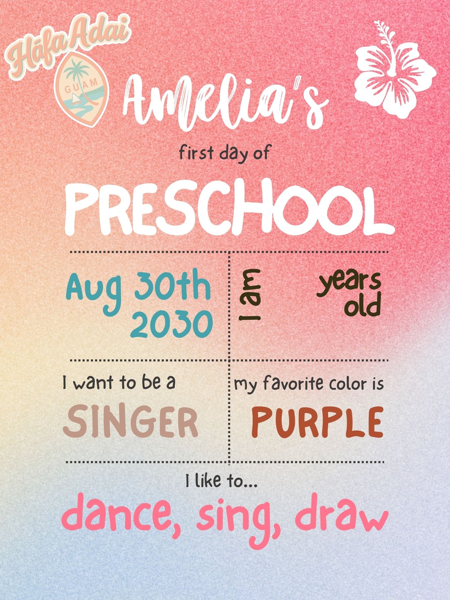 Guam First day of school signs