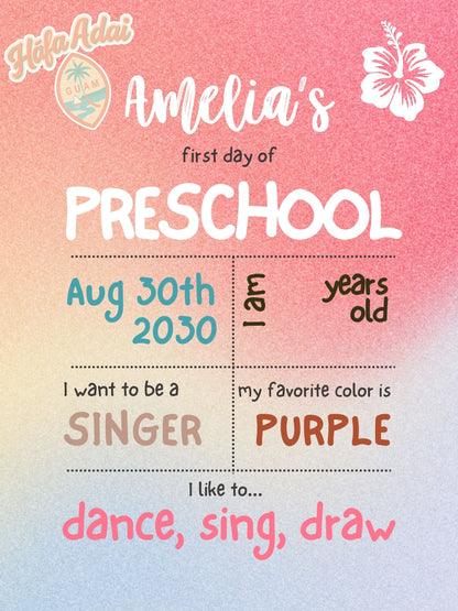 Guam First day of school signs