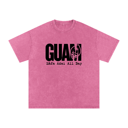Guam (Adult) Snow Washed Oversized Cotton T-Shirt
