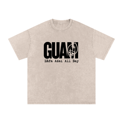 Guam (Adult) Snow Washed Oversized Cotton T-Shirt